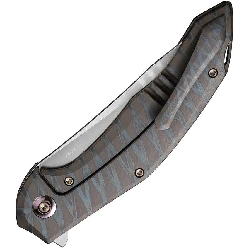 We Knife Merata Framelock Titanium Limited Edition EDC Knife - Flame Anodized CPM-20CV Satin Blade by We Knife Co Ltd