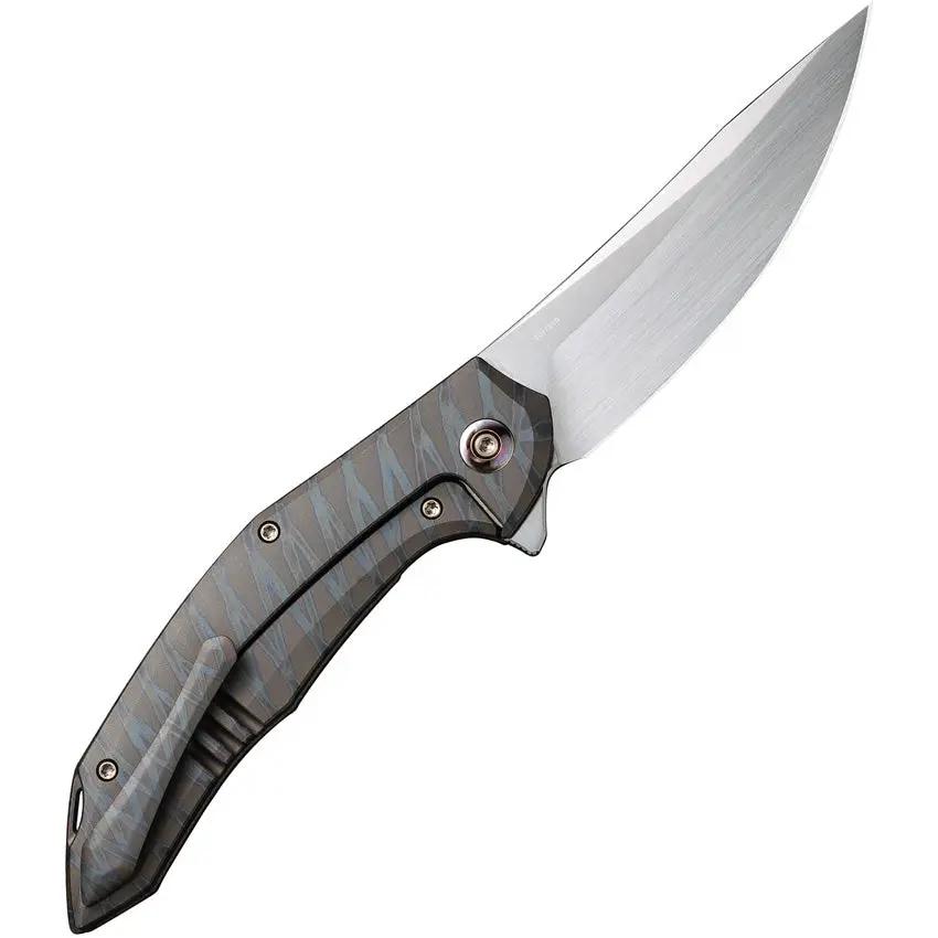 We Knife Merata Framelock Titanium Limited Edition EDC Knife - Flame Anodized CPM-20CV Satin Blade by We Knife Co Ltd