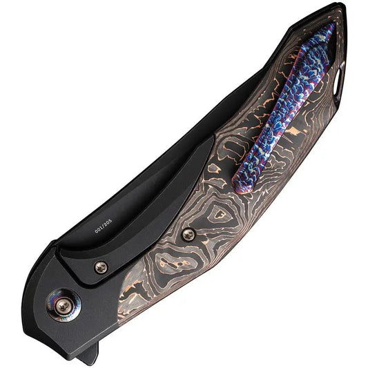 WE Knife Merata Framelock Limited Edition Copper Foil Carbon Fiber Inlay CPM 20CV Blade Titanium Handle - For Collectors by We Knife Co Ltd