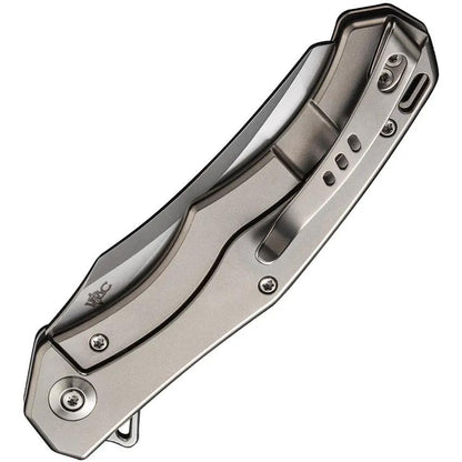 We Knife RekkeR Framelock EDC Knife - Gray Titanium Frame With CPM-20CV Bead-Blasted Blade by We Knife Co Ltd