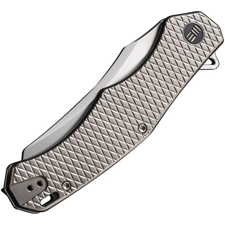 We Knife RekkeR Framelock EDC Knife - Gray Titanium Frame With CPM-20CV Bead-Blasted Blade by We Knife Co Ltd