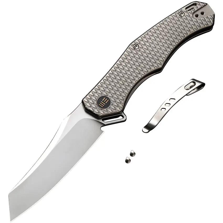 We Knife RekkeR Framelock EDC Knife - Gray Titanium Frame With CPM-20CV Bead-Blasted Blade by We Knife Co Ltd
