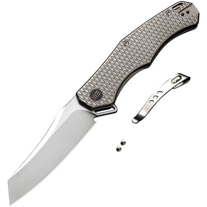 We Knife RekkeR Framelock EDC Knife - Gray Titanium Frame With CPM-20CV Bead-Blasted Blade by We Knife Co Ltd