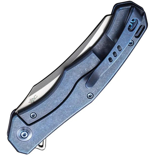 We Knife RekkeR Framelock Blue Titanium EDC Folding Knife - Premium High-Performance Blade Steel by We Knife Co Ltd