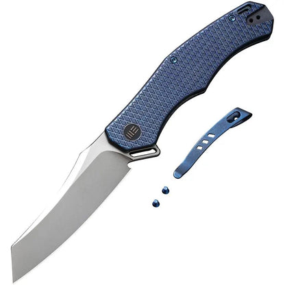 We Knife RekkeR Framelock Blue Titanium EDC Folding Knife - Premium High-Performance Blade Steel by We Knife Co Ltd