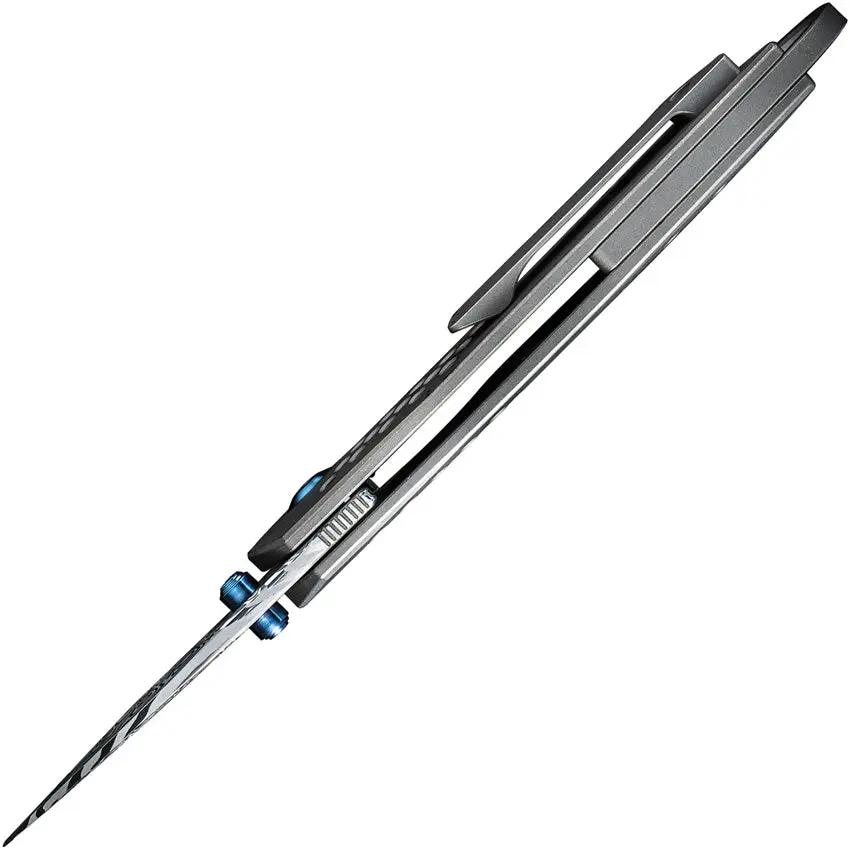 We Knife Envisage Damascus Framelock Folding Knife WE22013 DS1 - Artisanal Damascus Blade and Titanium Handle For EDC by We Knife Co Ltd