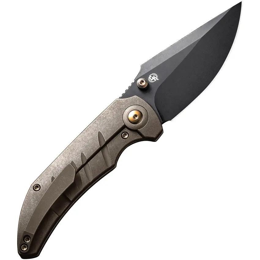 We Knife Riff Raff Framelock EDC Folding Knife CPM20CV - Bronze-Toned Titanium Handle For Reliable Everyday Carry by We Knife Co Ltd