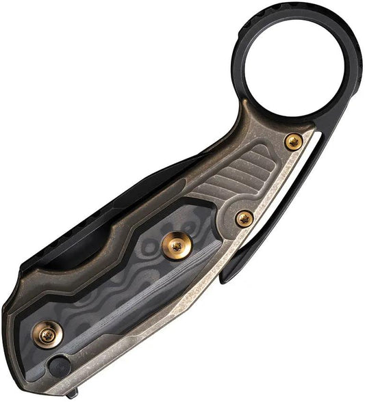 WE Knife Yardbird Button Lock Knife - CPM20CV Blade With Bronze Titanium Handle And Rose Carbon Fiber Inlay by We Knife Co Ltd