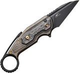WE Knife Yardbird Button Lock Knife - CPM20CV Blade With Bronze Titanium Handle And Rose Carbon Fiber Inlay by We Knife Co Ltd