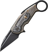 WE Knife Yardbird Button Lock Knife - CPM20CV Blade With Bronze Titanium Handle And Rose Carbon Fiber Inlay by We Knife Co Ltd