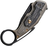 WE Knife Yardbird Button Lock Knife - CPM20CV Blade With Bronze Titanium Handle And Rose Carbon Fiber Inlay by We Knife Co Ltd