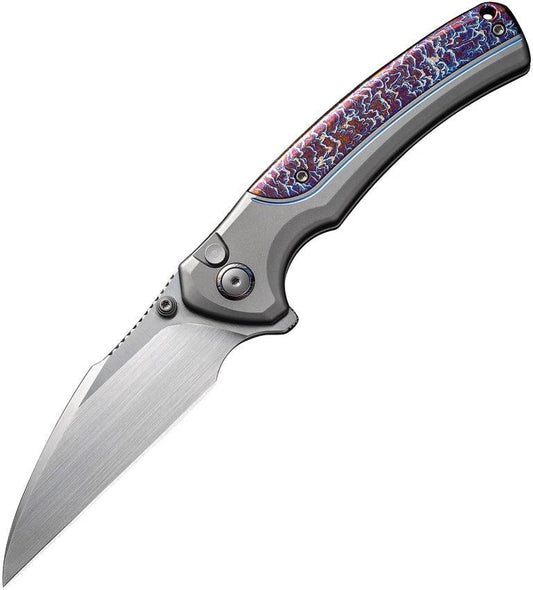 We Knife Ziffius Premium Button Lock Flame EDC Folding Knife 3.75in CPM 20CV Satin Blade by We Knife Co Ltd