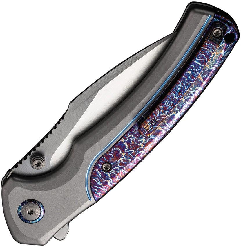 We Knife Ziffius Premium Button Lock Flame EDC Folding Knife 3.75in CPM 20CV Satin Blade by We Knife Co Ltd