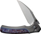 We Knife Ziffius Premium Button Lock Flame EDC Folding Knife 3.75in CPM 20CV Satin Blade by We Knife Co Ltd
