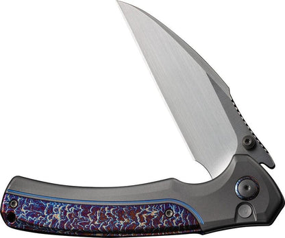 We Knife Ziffius Premium Button Lock Flame EDC Folding Knife 3.75in CPM 20CV Satin Blade by We Knife Co Ltd