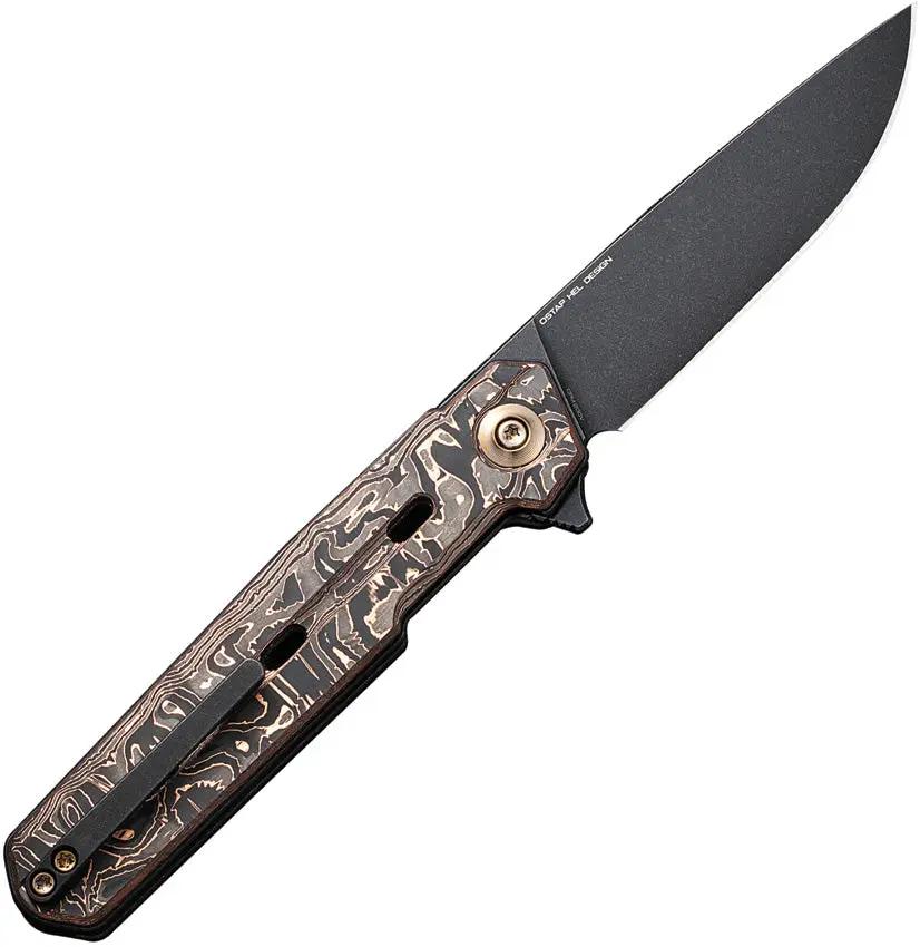 We Knife Navo Liner Lock Knife Copper Foil Carbon Fiber Handle Premium CPM 20CV Steel For EDC Enthusiasts by We Knife Co Ltd