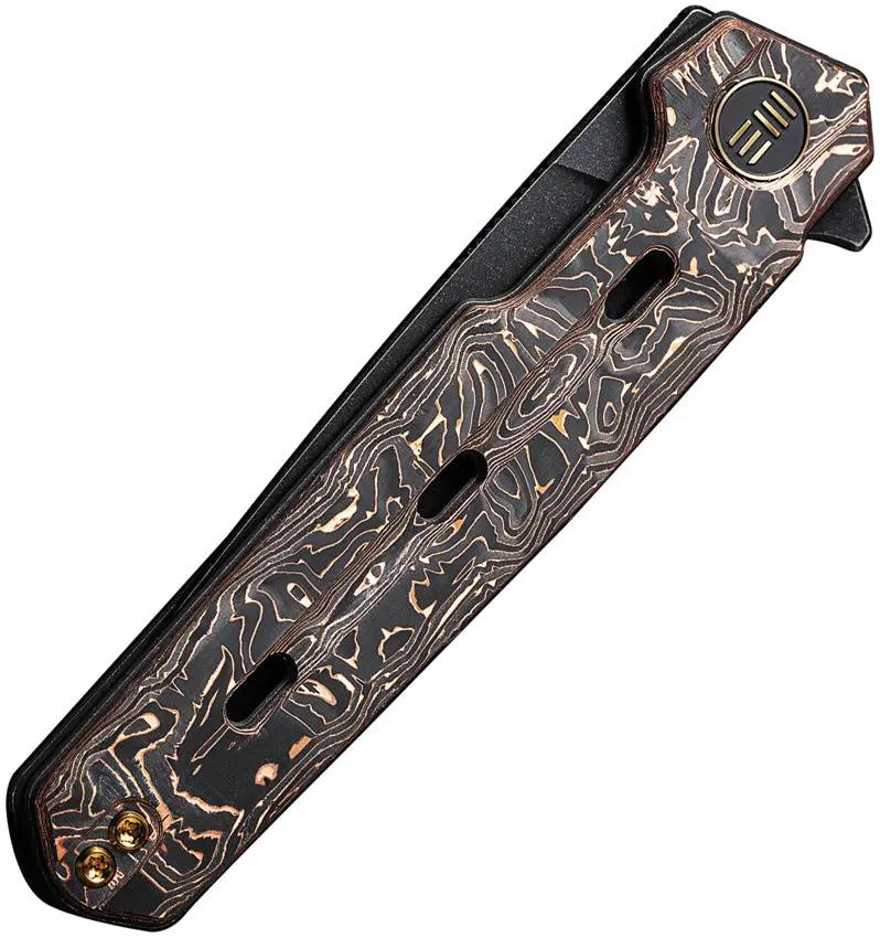 We Knife Navo Liner Lock Knife Copper Foil Carbon Fiber Handle Premium CPM 20CV Steel For EDC Enthusiasts by We Knife Co Ltd