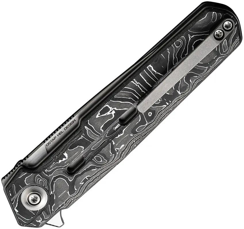 We Knife Navo Linerlock Knife - Slim Aluminum Foil Carbon Fiber Handle With Satin CPM 20CV Blade by We Knife Co Ltd
