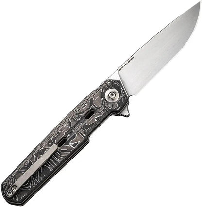We Knife Navo Linerlock Knife - Slim Aluminum Foil Carbon Fiber Handle With Satin CPM 20CV Blade by We Knife Co Ltd