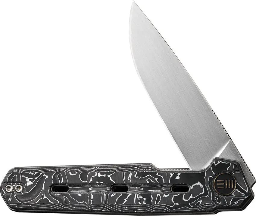 We Knife Navo Linerlock Knife - Slim Aluminum Foil Carbon Fiber Handle With Satin CPM 20CV Blade by We Knife Co Ltd