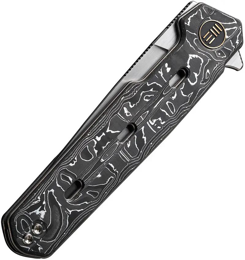 We Knife Navo Linerlock Knife - Slim Aluminum Foil Carbon Fiber Handle With Satin CPM 20CV Blade by We Knife Co Ltd