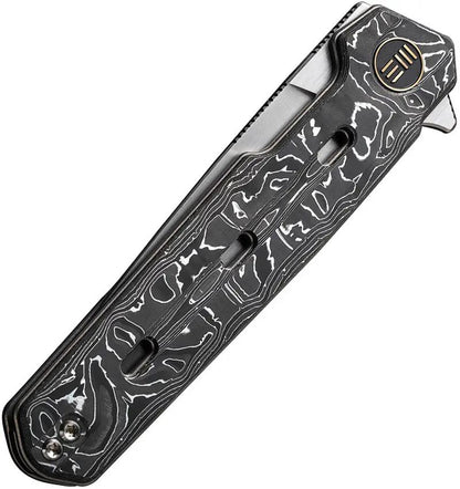 We Knife Navo Linerlock Knife - Slim Aluminum Foil Carbon Fiber Handle With Satin CPM 20CV Blade by We Knife Co Ltd