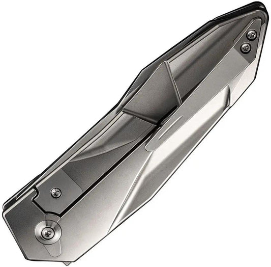 WE Knife WE22028-2 Solid Framelock Ti CPM-20CV Bead Blast Blade Titanium Handle - Titanium Framelock CPM-20CV Blade by We Knife Co Ltd