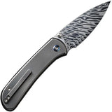 We Knife Qubit Button Lock Folding Knife - Damasteel Blade And Orange Peel Titanium Handle For EDC Ready by We Knife Co Ltd