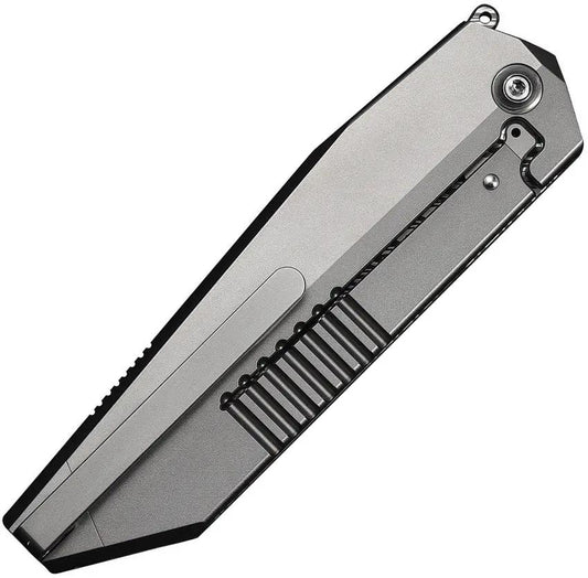 We Knife Collinear Framelock Damasteel EDC - Premium Fafnir Blade With Satin Titanium Handle by We Knife Co Ltd