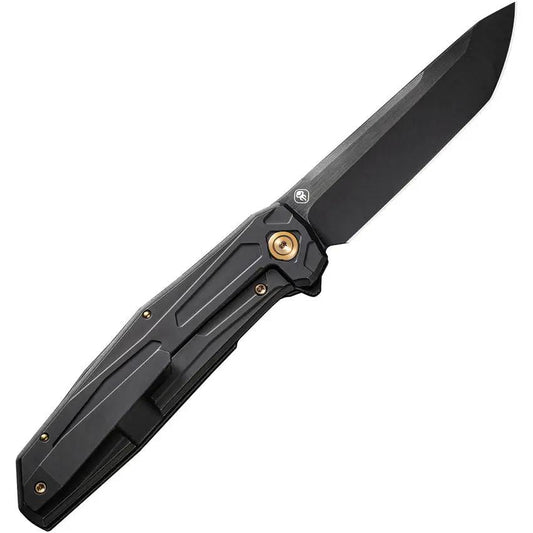 We Knife Shadowfire Framelock Folding Knife - CPM 20CV Tanto Blade 4in Titanium Handle For EDC Enthusiasts by We Knife Co Ltd