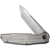 We Knife Shadowfire Framelock Knife - Premium Satin CPM 20CV Tanto 4 Inch Blade With Gray Titanium Handle by We Knife Co Ltd
