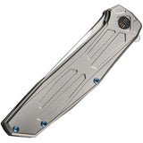We Knife Shadowfire Framelock Knife - Premium Satin CPM 20CV Tanto 4 Inch Blade With Gray Titanium Handle by We Knife Co Ltd