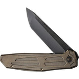 We Knife Shadowfire Framelock EDC Knife - 4 Inch CPM 20CV Tanto Blade With Bronze Titanium Handle. by We Knife Co Ltd