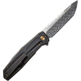 WE Knife Shadowfire - Premium Damascus Blade Framelock EDC Knife With Black Bronze Titanium Handle by We Knife Co Ltd