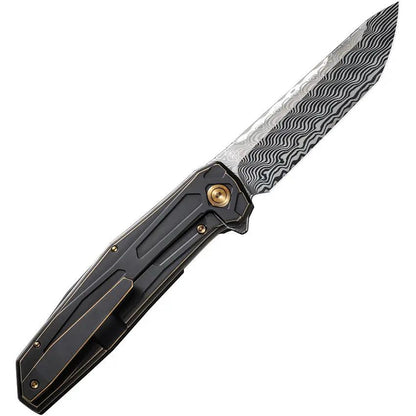 WE Knife Shadowfire - Premium Damascus Blade Framelock EDC Knife With Black Bronze Titanium Handle by We Knife Co Ltd
