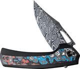 We Knife Co Ltd Nefaris Framelock Nebula Fat Carbon Damasteel EDC Knife - Premium Damasteel Blade And Fat Carbon Handle by We Knife Co Ltd