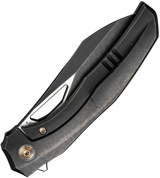 We Knife Ignio Framelock EDC Folder CPM 20CV Blade Black Titanium Handle - One Hand Deployment by We Knife Co Ltd