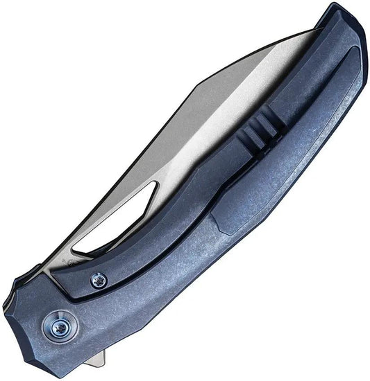 We Knife Ignio Framelock Folding Knife Blue Premium Stonewashed Titanium Handle For EDC Enthusiasts by We Knife Co Ltd
