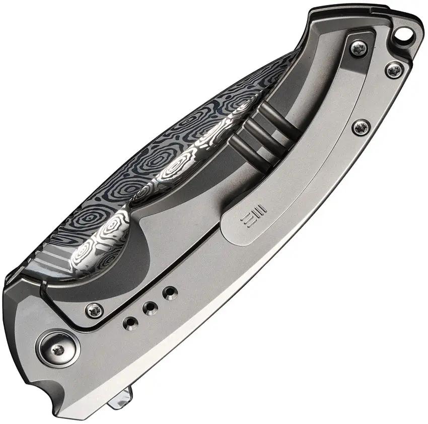 We Knife Nexusia Framelock Damascus WE22044DS1 EDC Knife - Limited Edition Titanium Bead Blast Handle by We Knife Co Ltd
