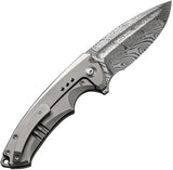 We Knife Nexusia Framelock Damascus WE22044DS1 EDC Knife - Limited Edition Titanium Bead Blast Handle by We Knife Co Ltd