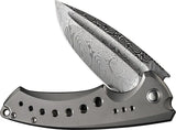 We Knife Nexusia Framelock Damascus WE22044DS1 EDC Knife - Limited Edition Titanium Bead Blast Handle by We Knife Co Ltd