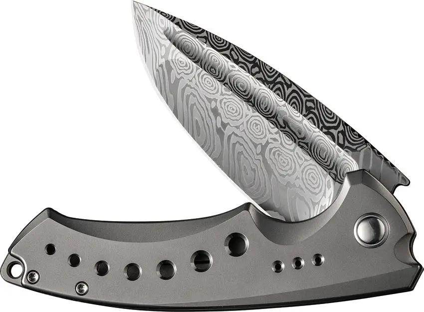 We Knife Nexusia Framelock Damascus WE22044DS1 EDC Knife - Limited Edition Titanium Bead Blast Handle by We Knife Co Ltd