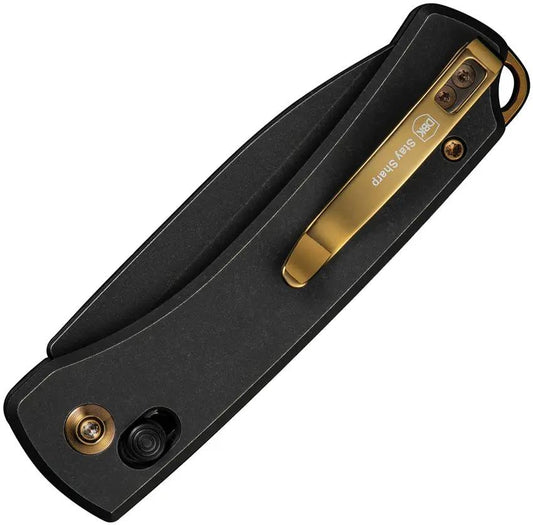 We Knife Nightblade Crossbar Lock WE22046-1 EDC Knife - CPM-20CV Blade With Gold Accents by We Knife Co Ltd