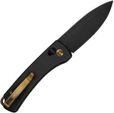 We Knife Nightblade Crossbar Lock WE22046-1 EDC Knife - CPM-20CV Blade With Gold Accents by We Knife Co Ltd