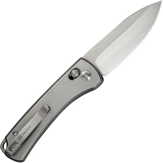 We Knife Nightblade Crossbar Lock Gray CPM 20CV Titanium Premium EDC Knife With Pocket Clip Lanyard Hole Case by We Knife Co Ltd