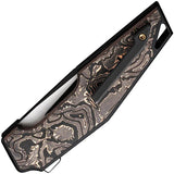 WE Knife OAO Framelock WE23001-2 - CPM-20CV Blade Black Titanium Handle With Copper Foil Carbon Fiber Inlay by We Knife Co Ltd