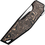 WE Knife OAO Framelock WE23001-2 - CPM-20CV Blade Black Titanium Handle With Copper Foil Carbon Fiber Inlay by We Knife Co Ltd
