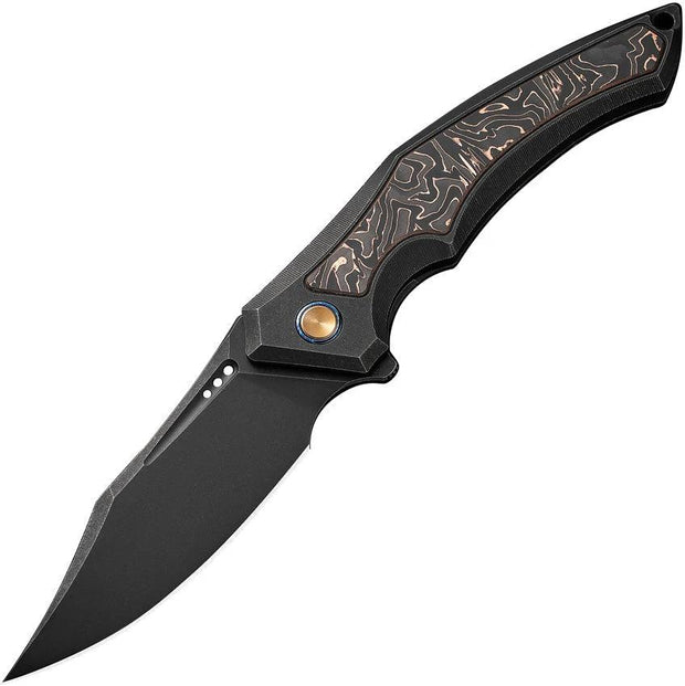 We Knife Orpheus Framelock Knife With CopperFoil Carbon Fiber Inlay CPM20CV 3.5in Clip Point Blade For EDC Enthusiasts by We Knife Co Ltd