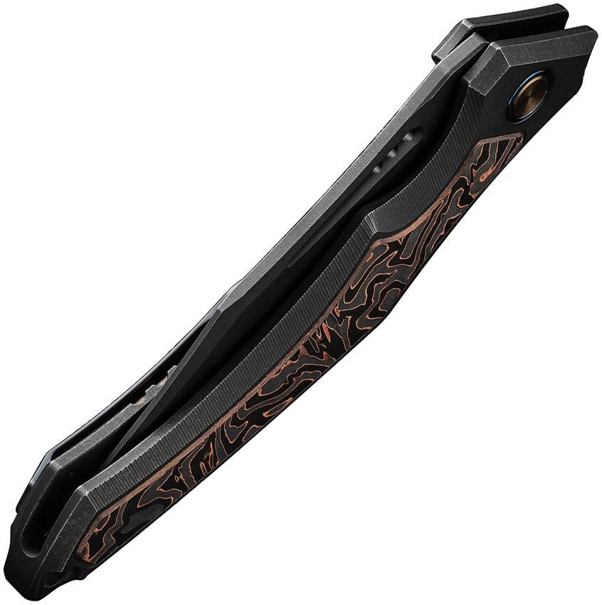 We Knife Orpheus Framelock Knife With CopperFoil Carbon Fiber Inlay CPM20CV 3.5in Clip Point Blade For EDC Enthusiasts by We Knife Co Ltd