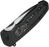 WE Knife Starlash Flip Press Lock EDC Knife - M390 Blade With Carbon Fiber Inlay And Black Stonewash Finish by We Knife Co Ltd
